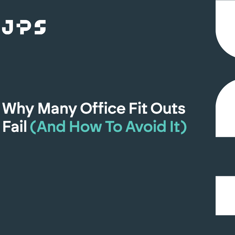 Open plan office fit out with desks, meeting rooms and breakout space